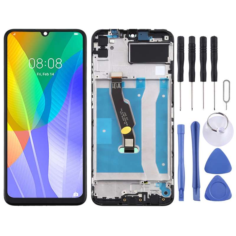 OEM LCD Screen for Huawei Y6p Digitizer Full Assembly with Frame(Black)