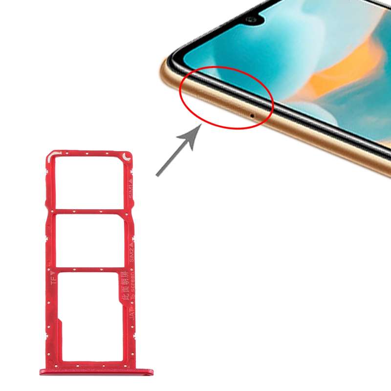 SIM Card Tray + SIM Card Tray + Micro SD Card Tray for Huawei Y6 (2019) (Red)