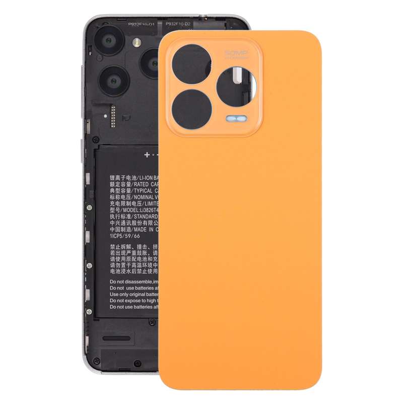 For ZTE Blade V70 Design Leather Material Battery Back Cover with Adhesive(Orange)