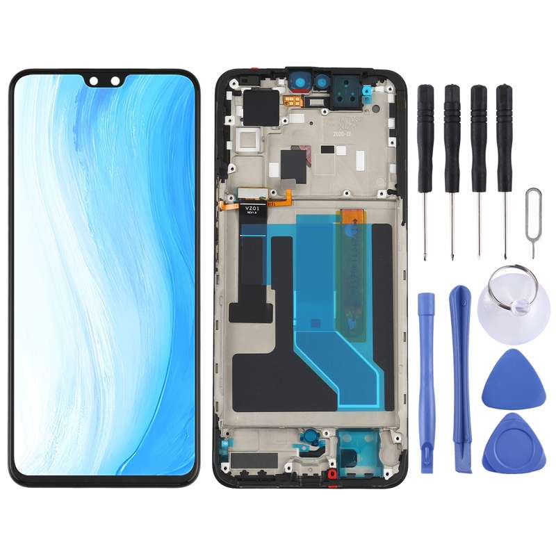 Original AMOLED Material LCD Screen and Digitizer Full Assembly with Frame for Vivo S7 V2020A