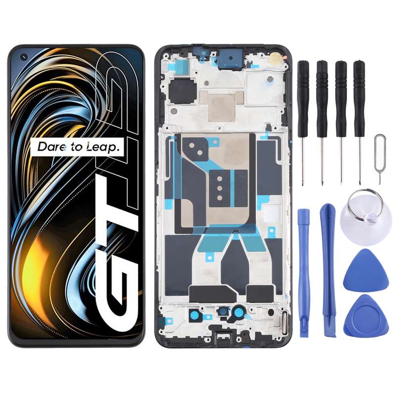Original Super AMOLED Material LCD Screen and Digitizer Full Assembly with Frame for OPPO Realme GT