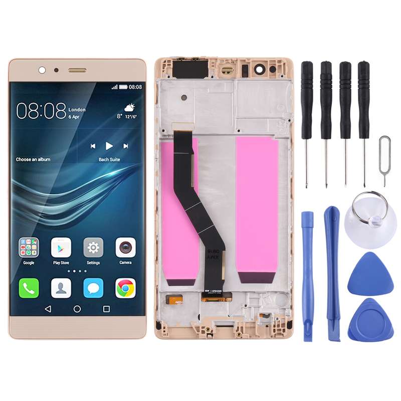 OLED LCD Screen for Huawei P9 Plus Digitizer Full Assembly with Frame(Gold)