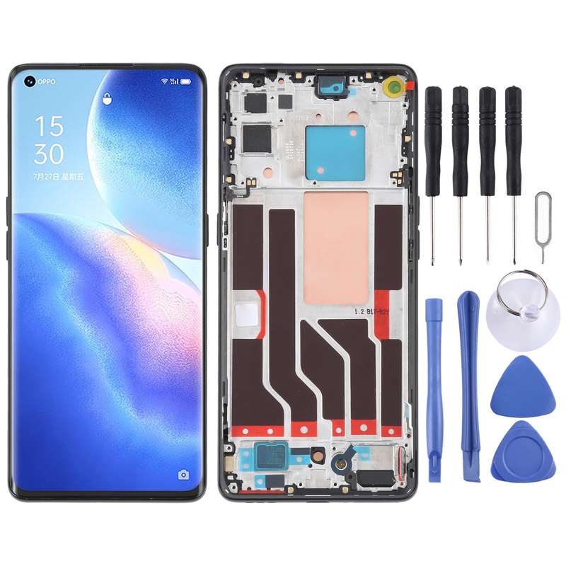 Original LCD Screen For OPPO Reno5 Pro 5G Digitizer Full Assembly with Frame (Black)