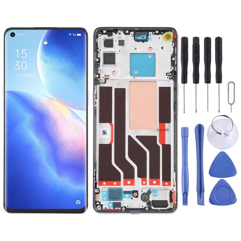 Original LCD Screen For OPPO Reno5 Pro 5G Digitizer Full Assembly with Frame (Black)