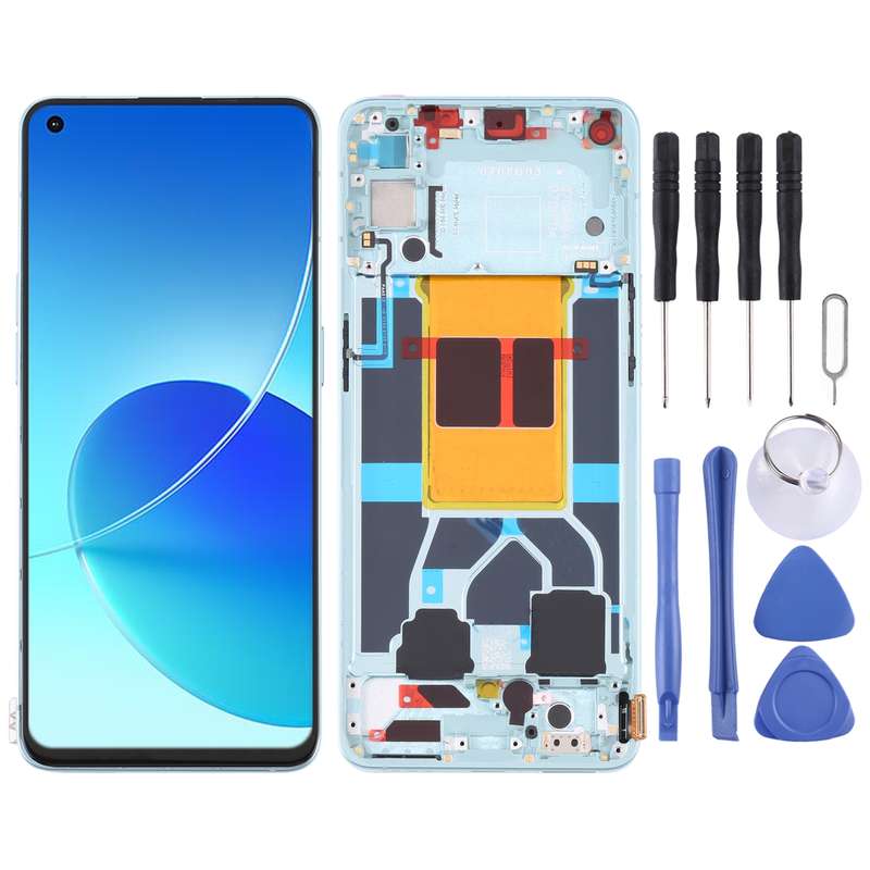 Original LCD Screen For OPPO Reno6 5G PEQM00 CPH2251 Digitizer Full Assembly with Frame (Black)