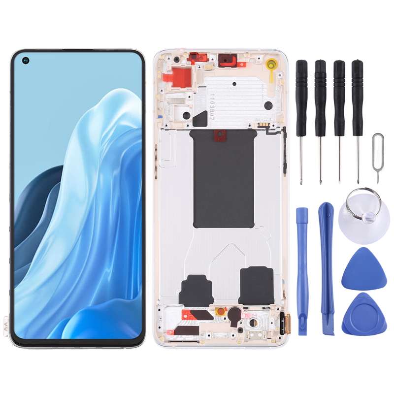 Original LCD Screen For OPPO Reno7 5G China PFJM10 Digitizer Full Assembly with Frame (Black)