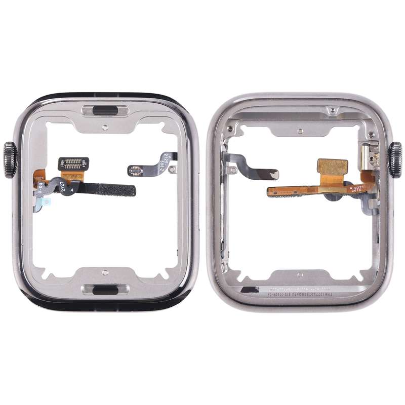 For Apple Watch Series 7 45mm Stainless Steel Middle Frame Bezel Plate with Loudspeaker / Power / Ro