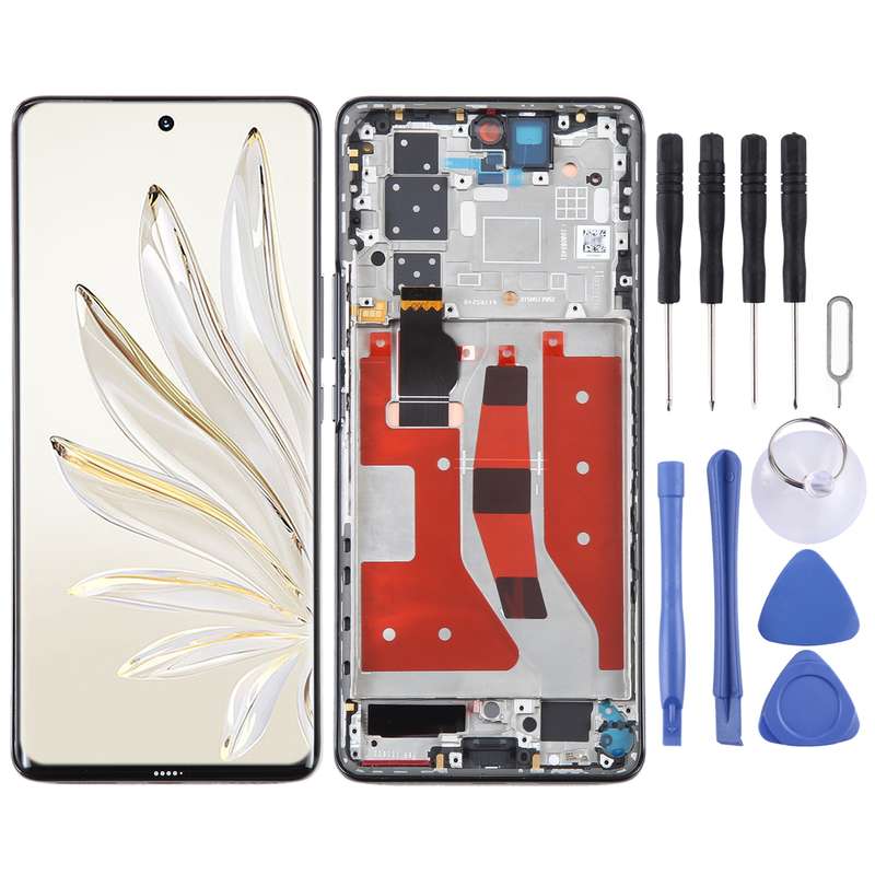 Original LCD Screen For Honor 70 Pro Digitizer Full Assembly with Frame(Gold)