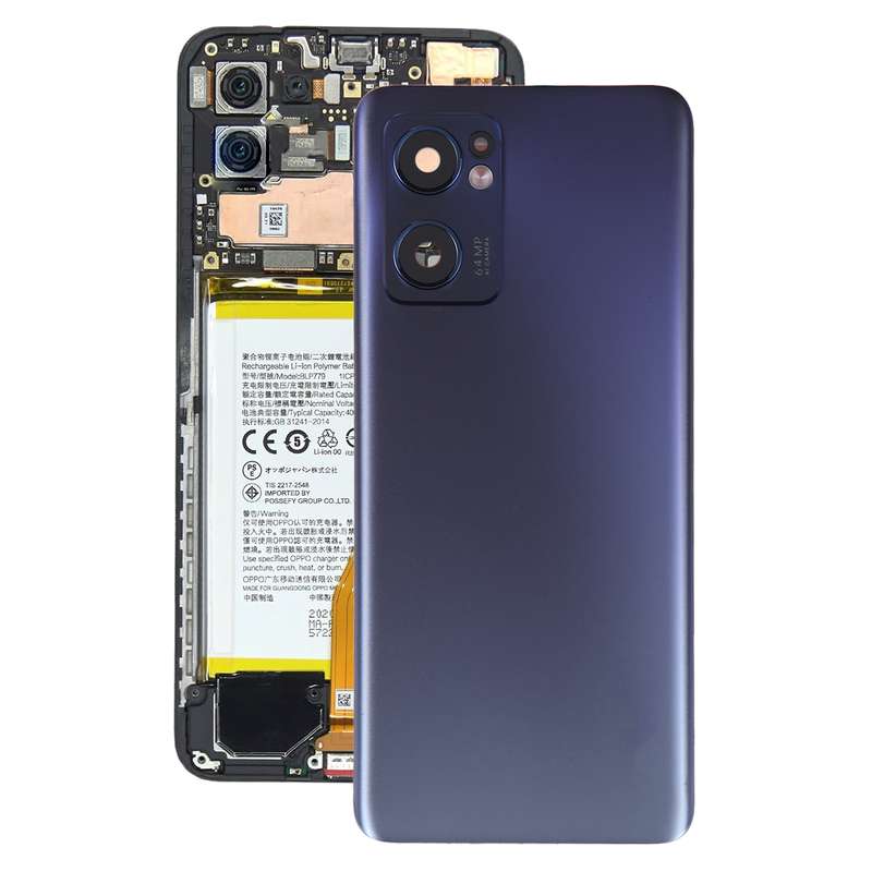 For OPPO Reno7 5G Original Battery Back Cover with Camera Lens Cover(Black)