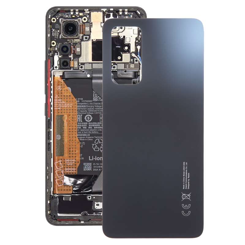 For Xiaomi 12 Lite Glass Battery Back Cover(Black)