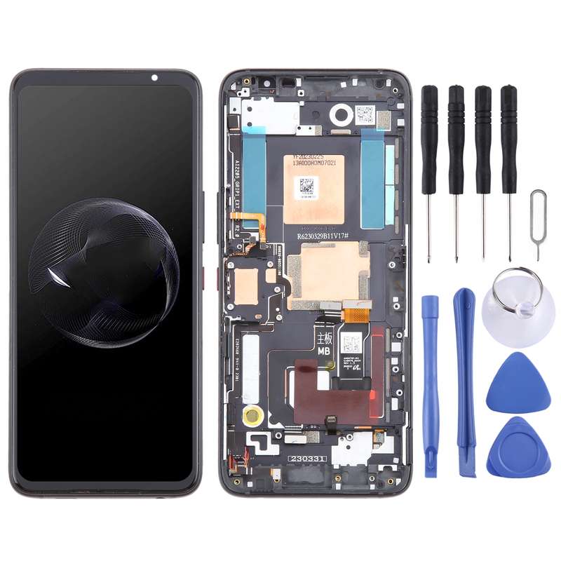 For Asus ROG Phone 7 / 7 Ultimate AMOLED Original LCD Screen Digitizer Full Assembly with Frame(Blac