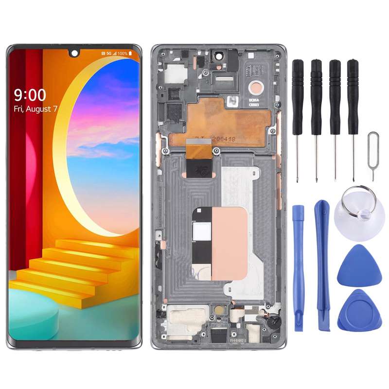 For LG Velvet 5G US Version Original LCD Screen Digitizer Full Assembly with Frame (Silver)