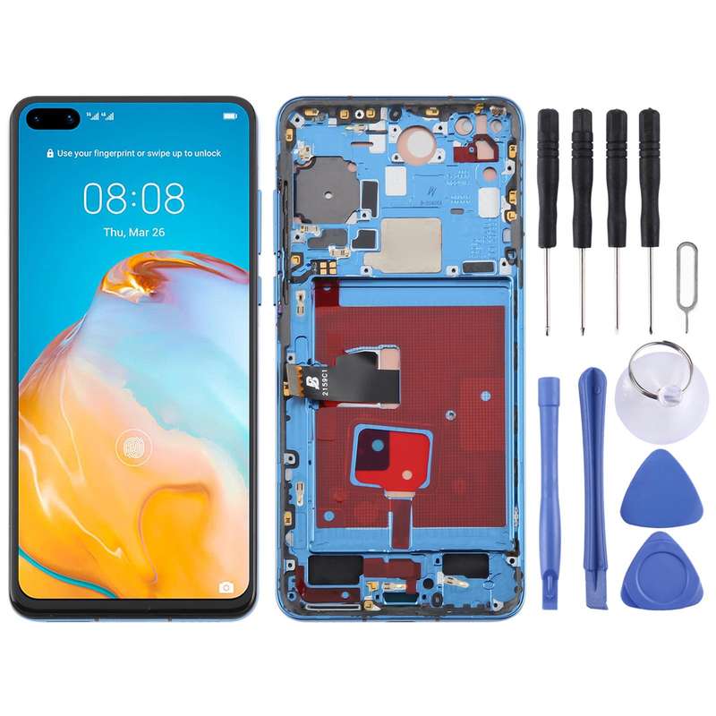 For Huawei P40 TFT LCD Screen Digitizer Full Assembly with Frame, Not Supporting Fingerprint Identif