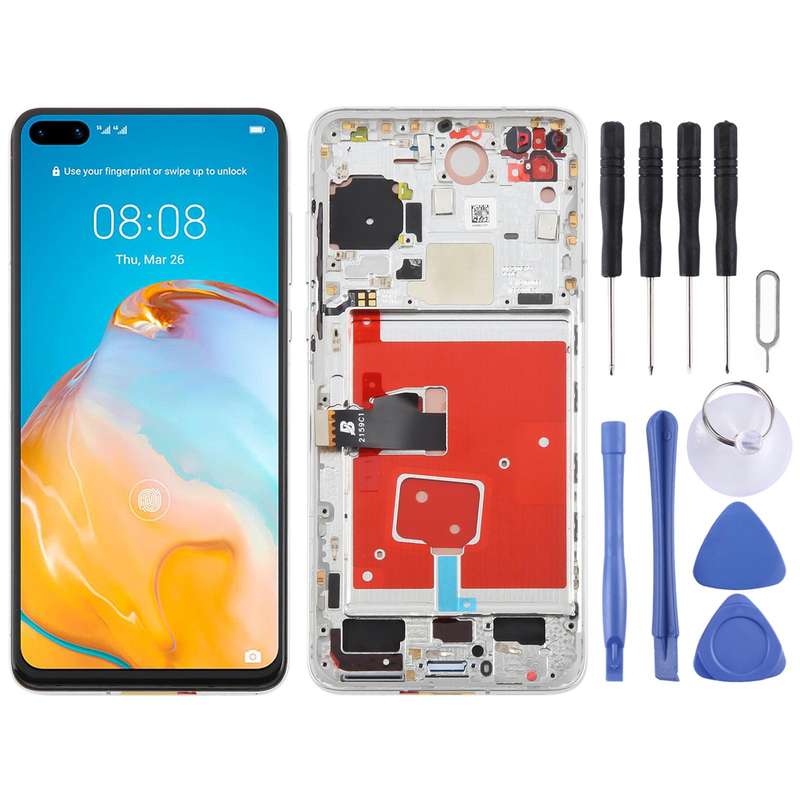 For Huawei P40 TFT LCD Screen Digitizer Full Assembly with Frame, Not Supporting Fingerprint Identif