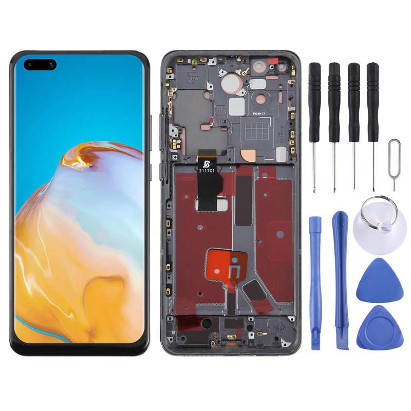 For Huawei P40 Pro TFT LCD Screen Digitizer Full Assembly with Frame, Not Supporting Fingerprint Ide