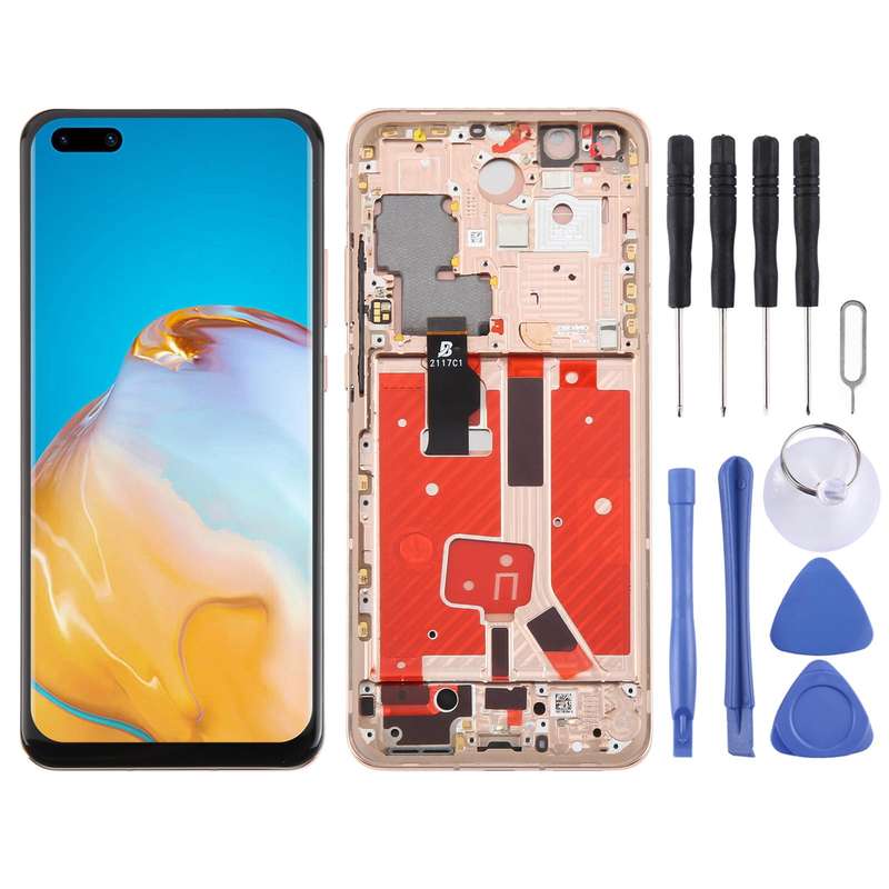 For Huawei P40 Pro TFT LCD Screen Digitizer Full Assembly with Frame, Not Supporting Fingerprint Ide