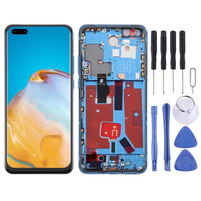 For Huawei P40 Pro TFT LCD Screen Digitizer Full Assembly with Frame, Not Supporting Fingerprint Ide
