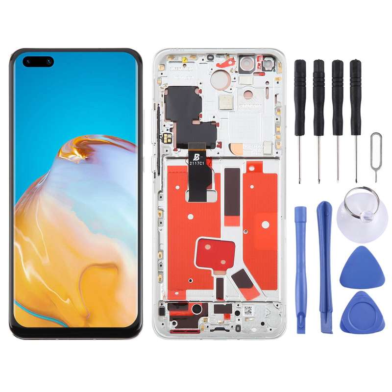 For Huawei P40 Pro TFT LCD Screen Digitizer Full Assembly with Frame, Not Supporting Fingerprint Ide