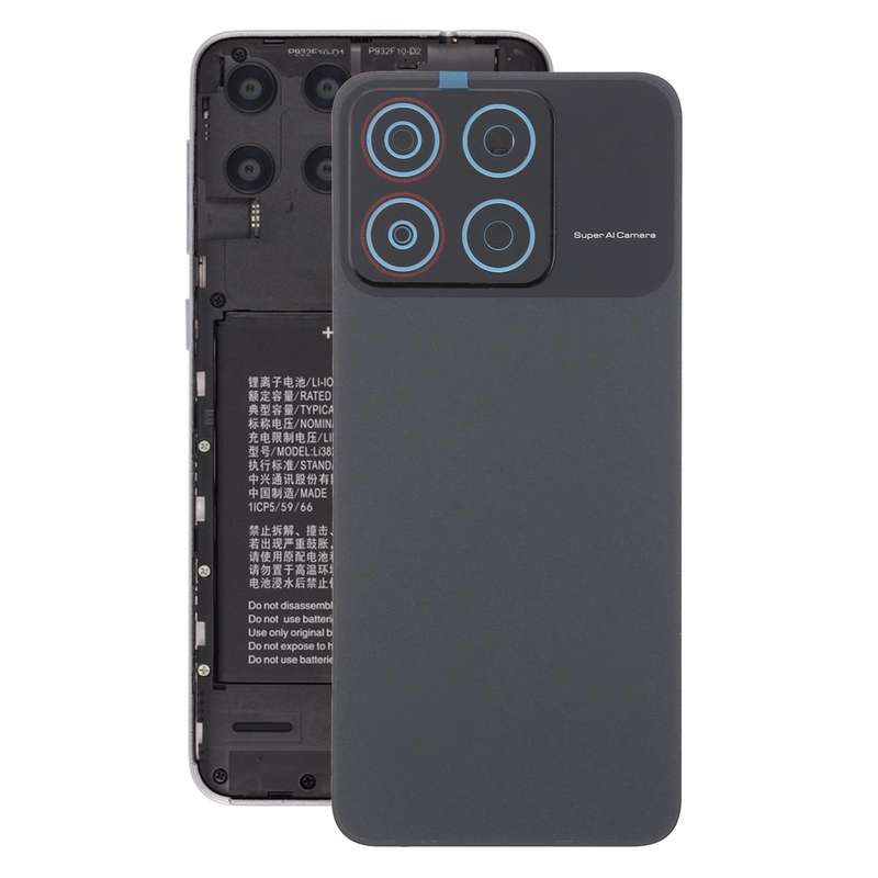 For ZTE Blade A35 Z2453 Plastic Back Cover with Camera Lens Cover(Black)