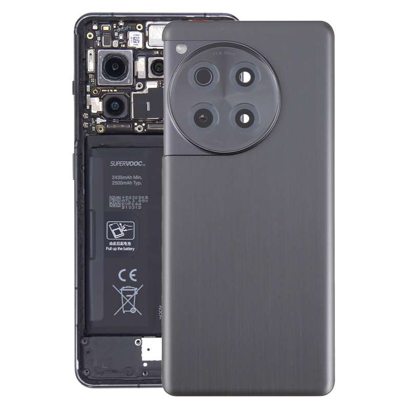 For OnePlus 12R Back Cover with Camera Lens Cover(Black)