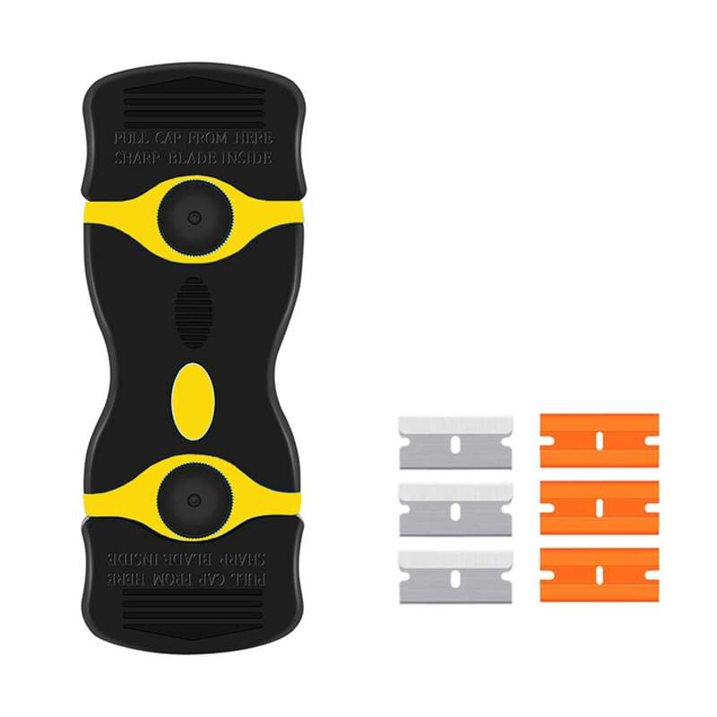 Double Headed Scraper Blade Glue Squeegee Remover Cleaner Tool (Orange)