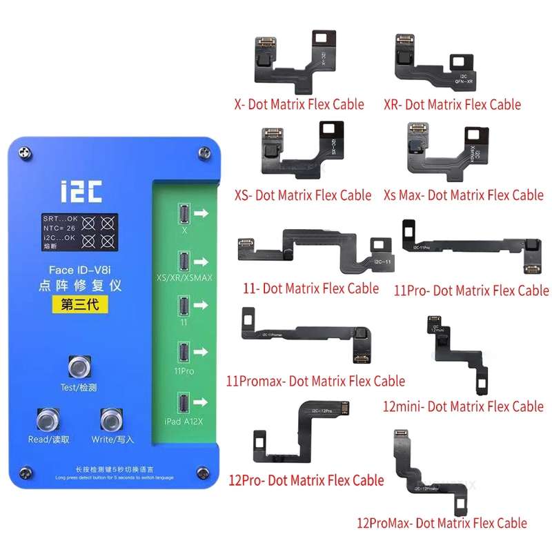 i2C IFace-V8i 3rd Face ID Dot Matrix Projection Repair Programmer With Flex Cable For iPhone X-12 Pr