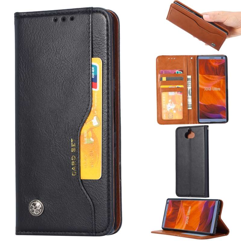 Knead Skin Texture Horizontal Flip Leather Case for Sony Xperia 10, with Photo Frame & Holder & Card