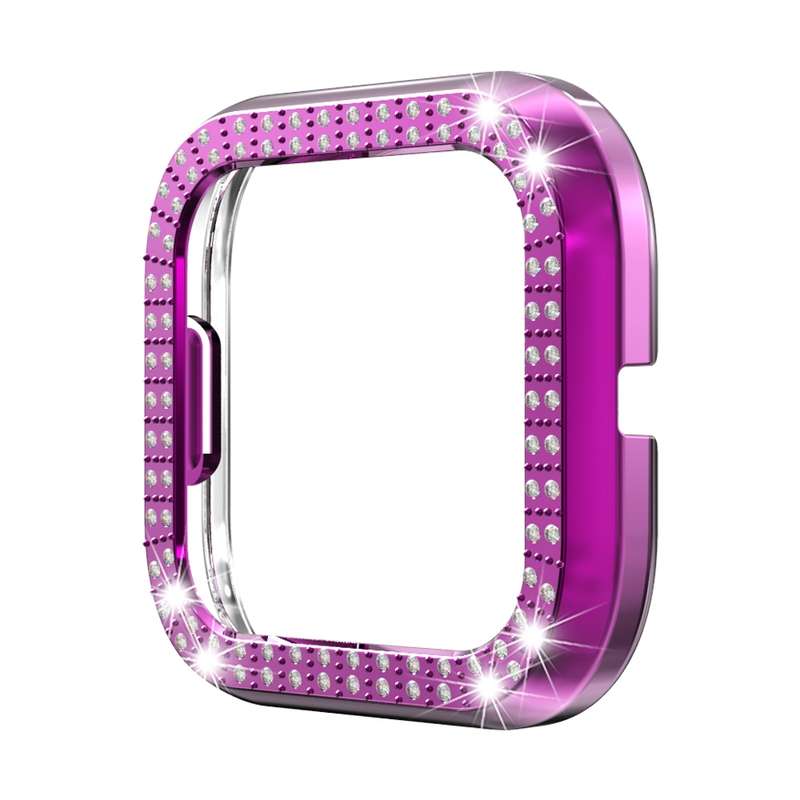 For Fitbit versa 2 PC Double-row Diamond-encrusted Protective Shell(Purple)