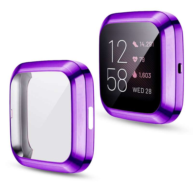 For Fitbit versa 2 Plating TPU All-inclusive Protective Shell(Black)