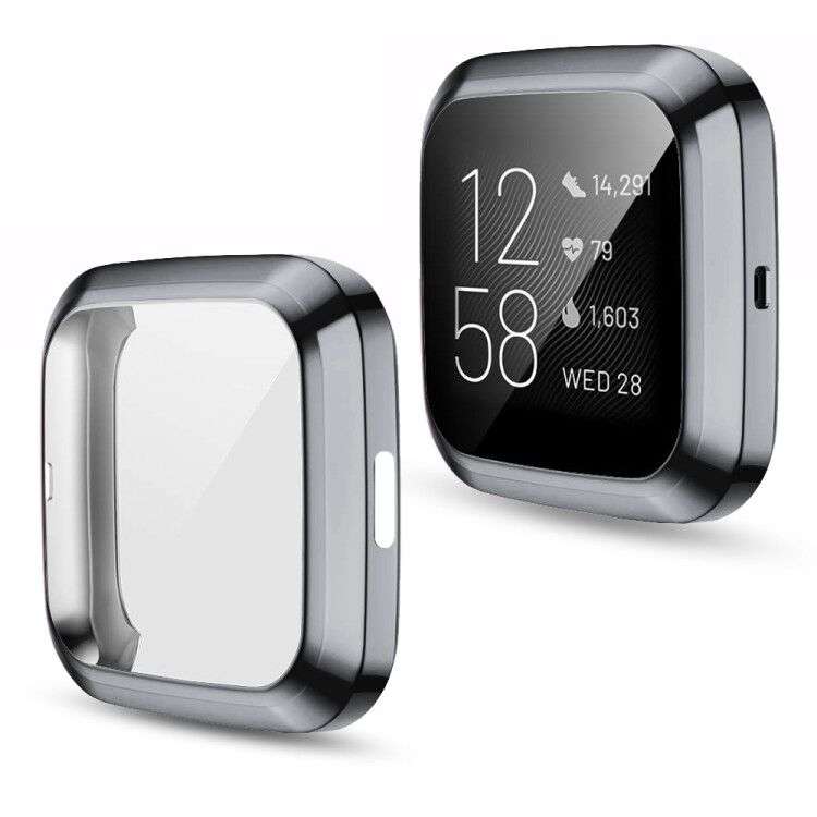 For Fitbit versa 2 Plating TPU All-inclusive Protective Shell(Black)