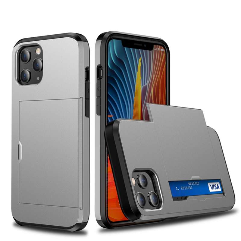 For iPhone 12 mini Shockproof Rugged Armor Protective Case with Card Slot(Dark Blue)