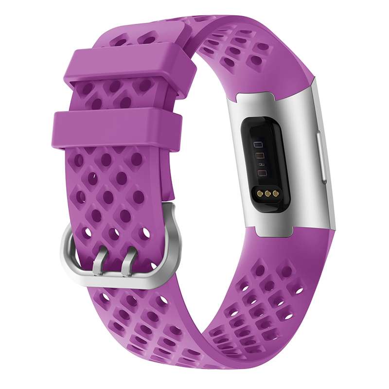 For Fitbit Charge 3 / 4 Hollow Square Silicone Watch Band Wristband(Black)
