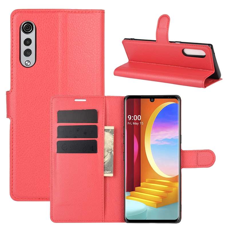 For LG Velvet Litchi Texture Horizontal Flip Protective Case with Holder & Card Slots & Wallet(Blue)
