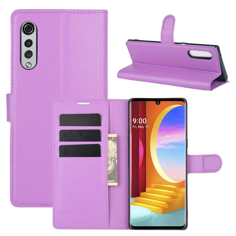 For LG Velvet Litchi Texture Horizontal Flip Protective Case with Holder & Card Slots & Wallet(Blue)