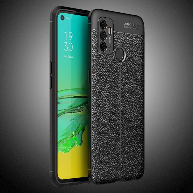 For OPPO A53 (2020) Litchi Texture TPU Shockproof Case(Black)