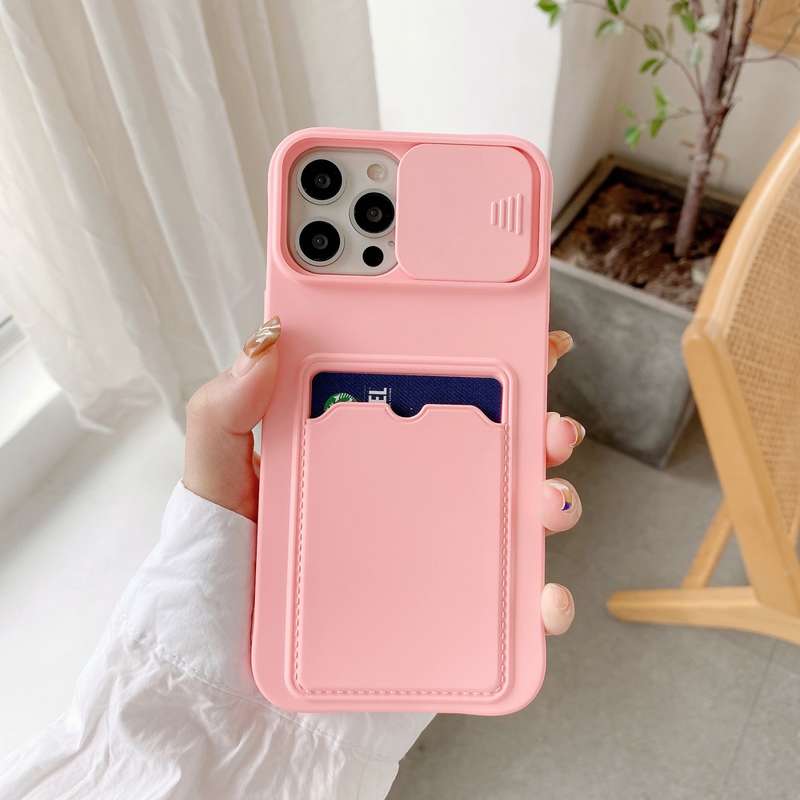 For iPhone 12 / 12 Pro Sliding Camera Cover Design TPU Protective Case With Card Slot & Neck Lanyard
