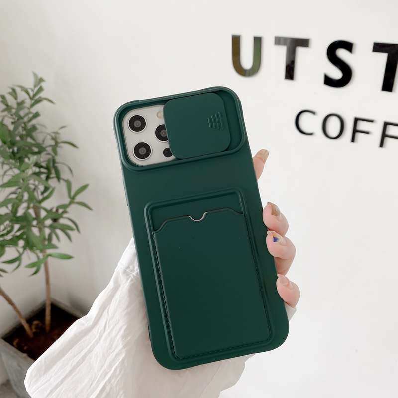 For iPhone 12 / 12 Pro Sliding Camera Cover Design TPU Protective Case With Card Slot & Neck Lanyard