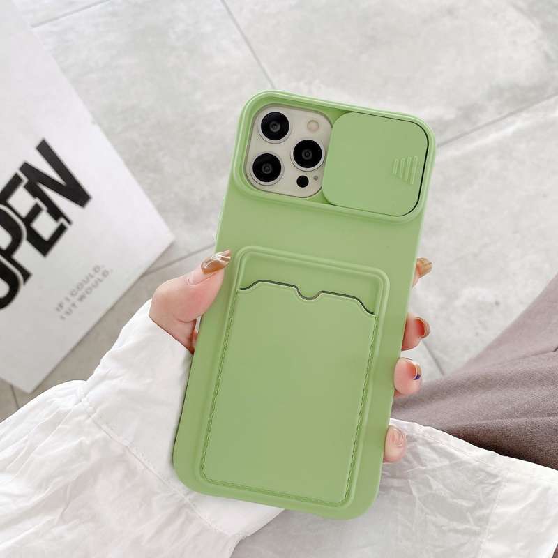 For iPhone 12 / 12 Pro Sliding Camera Cover Design TPU Protective Case With Card Slot & Neck Lanyard