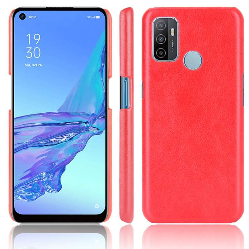 For OPPO A53 (2020) / A32 (2020) Shockproof Litchi Texture PC + PU Case(Black)
