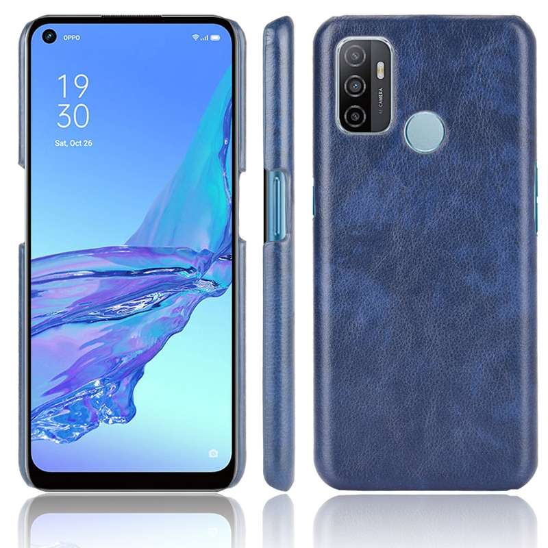 For OPPO A53 (2020) / A32 (2020) Shockproof Litchi Texture PC + PU Case(Black)