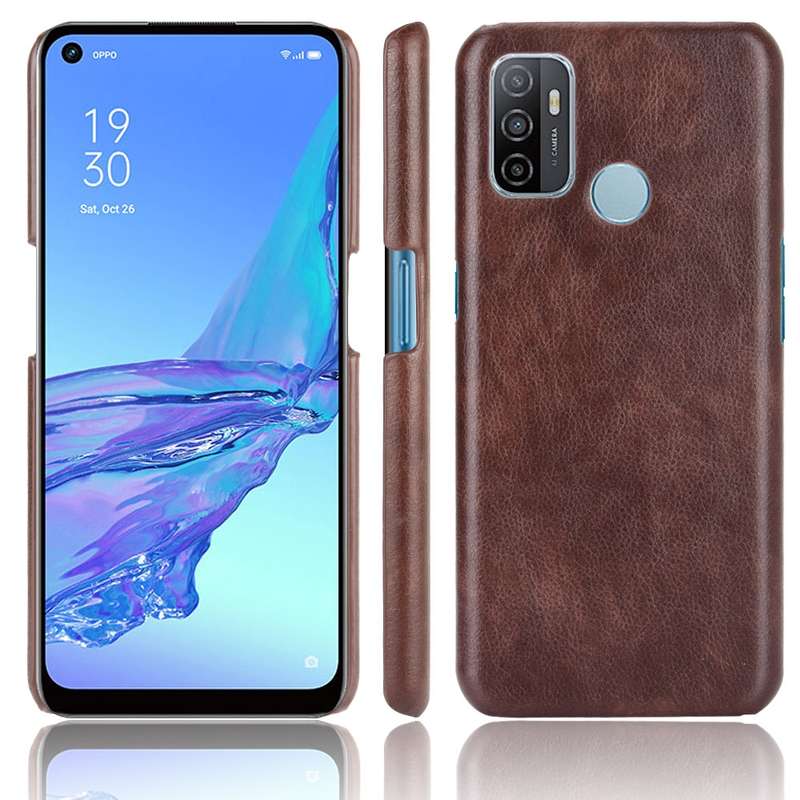 For OPPO A53 (2020) / A32 (2020) Shockproof Litchi Texture PC + PU Case(Black)