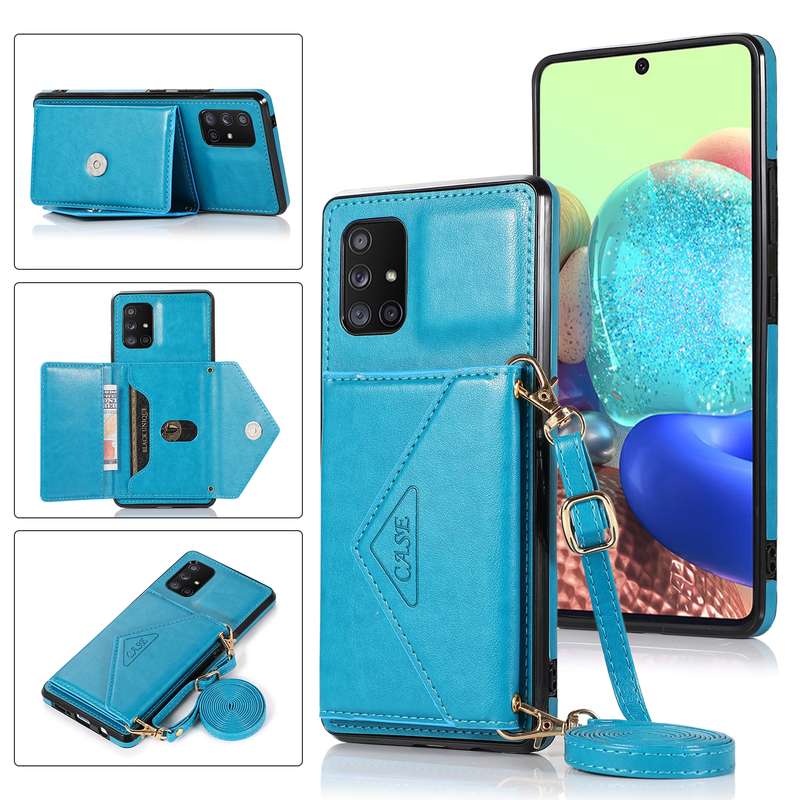 For Samsung Galaxy A21s Multi-functional Cross-body Card Bag TPU+PU Back Cover Case with Holder & Ca