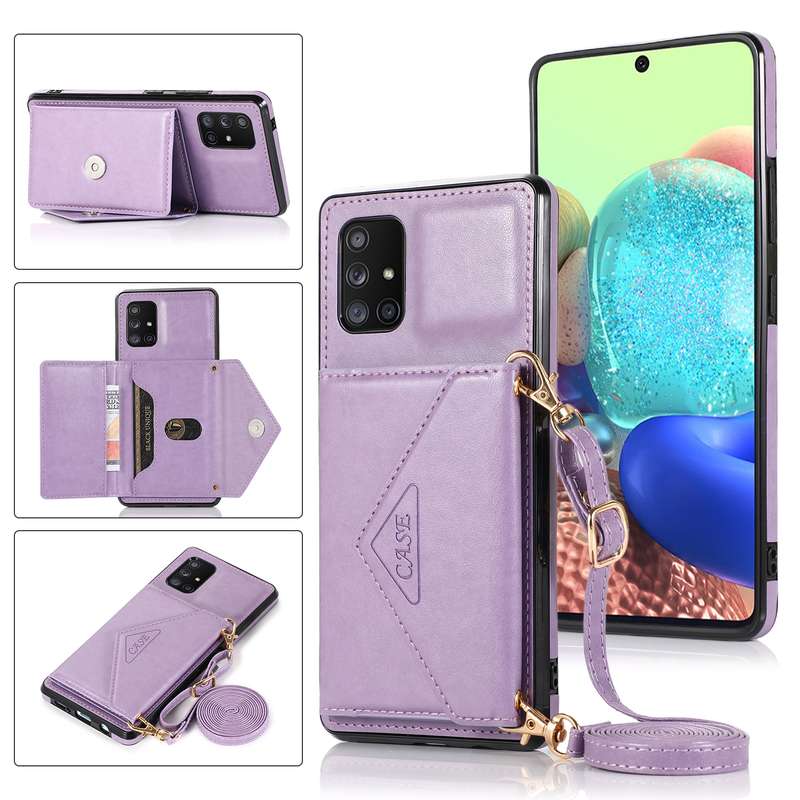 For Samsung Galaxy A21s Multi-functional Cross-body Card Bag TPU+PU Back Cover Case with Holder & Ca