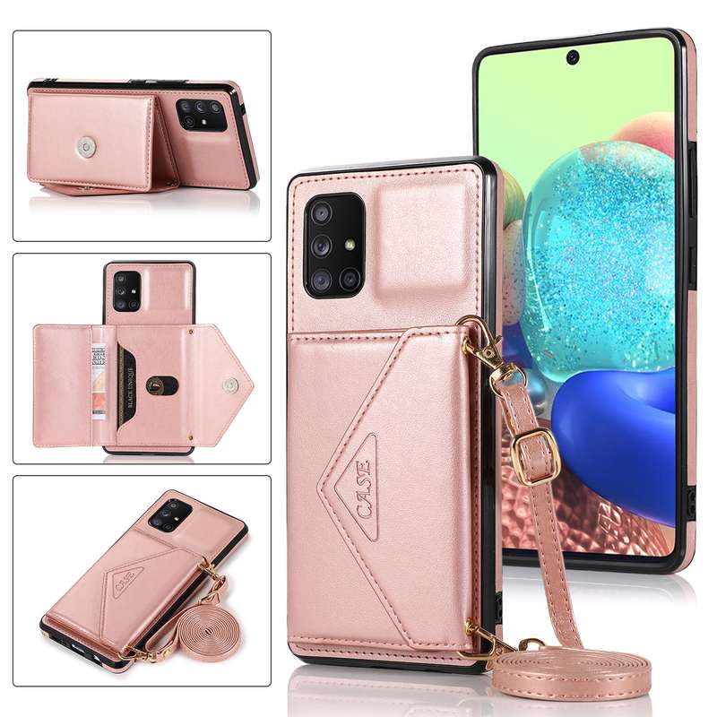 For Samsung Galaxy A21s Multi-functional Cross-body Card Bag TPU+PU Back Cover Case with Holder & Ca