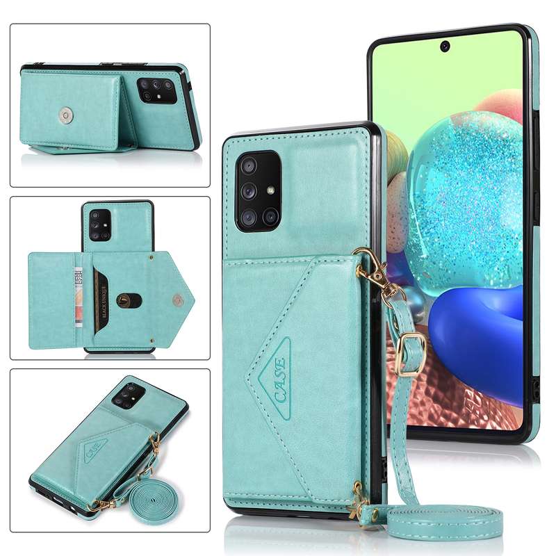 For Samsung Galaxy A21s Multi-functional Cross-body Card Bag TPU+PU Back Cover Case with Holder & Ca