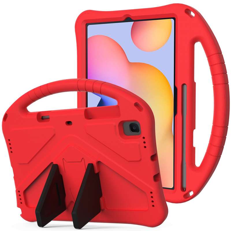 For Galaxy Tab S6 Lite P610/P615 EVA Flat Anti Falling Protective Case Shell with Holder(RoseRed)