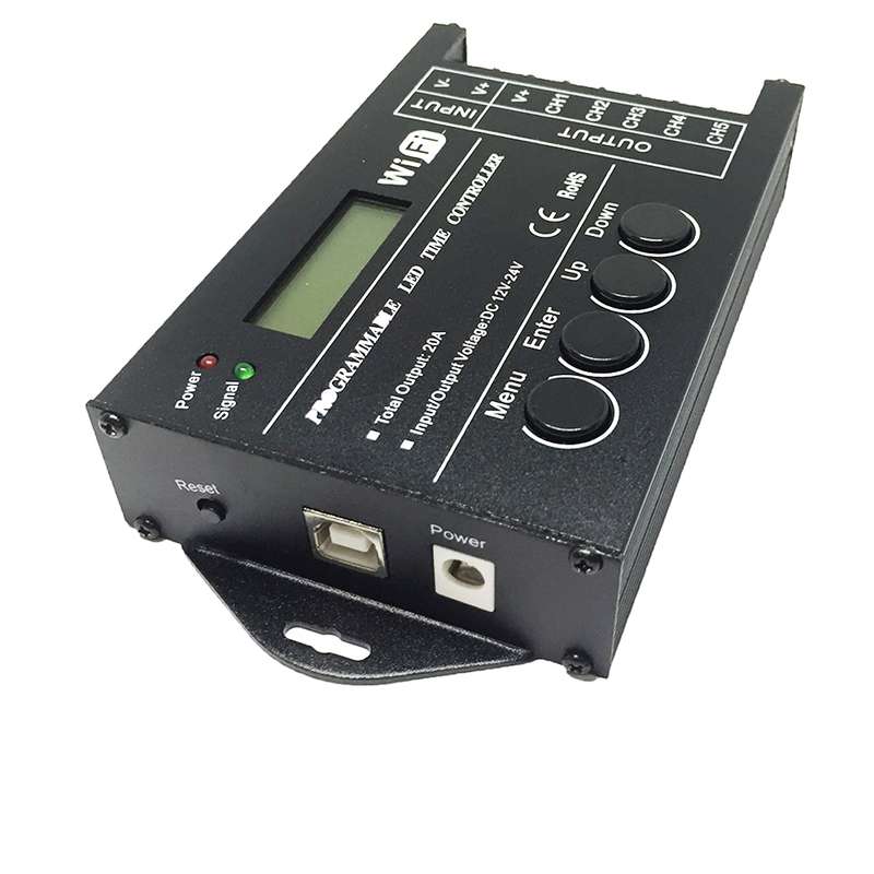 TC421 20A WiFi Programmable 5CH RGB LED Time Controller for Aquarium, Fish Tank, Plant Growth, DC 12