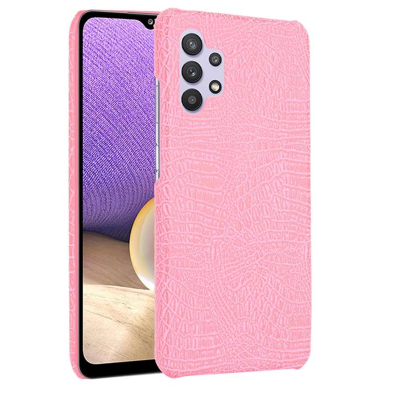 For Samsung Galaxy A32 4G European version Shockproof Crocodile Texture PC + PU Case(White)