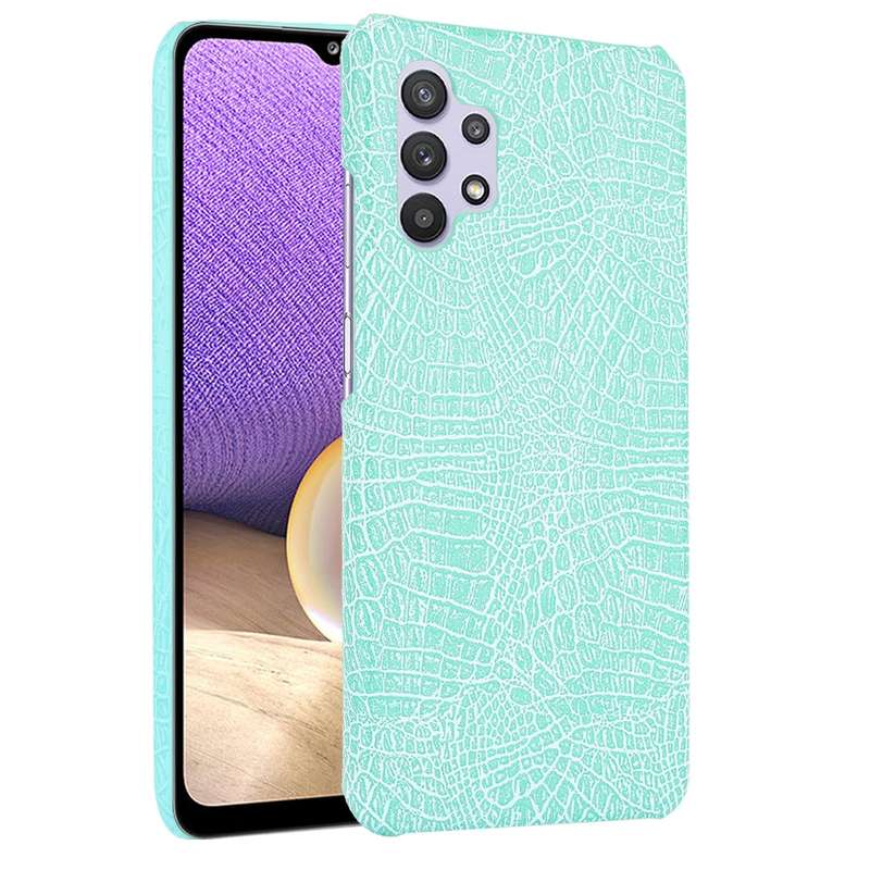 For Samsung Galaxy A32 4G European version Shockproof Crocodile Texture PC + PU Case(White)