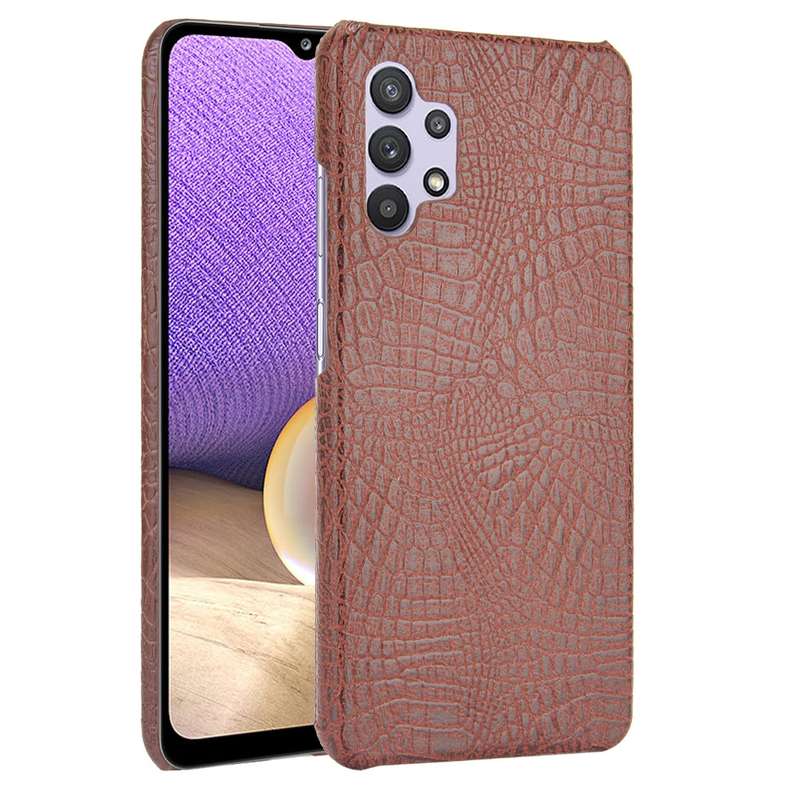 For Samsung Galaxy A32 4G European version Shockproof Crocodile Texture PC + PU Case(White)